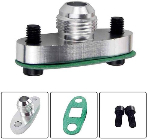 مجموعة محول حشية الحافة 10AN Turbo Oil مدخل شفة ملائمة متوافقة مع منفذ تصريف الزيت التوربيني T3 T4، تتضمن شفة/حشية/مسامير من الفولاذ المقاوم للصدأ in Kuwait