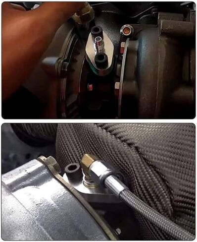 مجموعة محول حشية الحافة 10AN Turbo Oil مدخل شفة ملائمة متوافقة مع منفذ تصريف الزيت التوربيني T3 T4، تتضمن شفة/حشية/مسامير من الفولاذ المقاوم للصدأ in Kuwait
