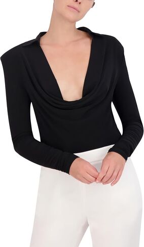 BCBGMAXAZRIA Women's Long Sleeve Cowl Neck Bodysuit in Saudi Arabia