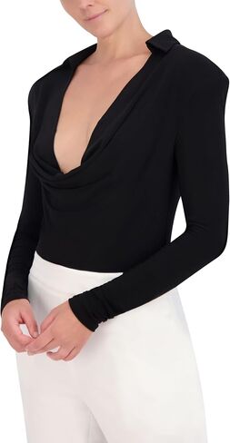 BCBGMAXAZRIA Women's Long Sleeve Cowl Neck Bodysuit in Saudi Arabia