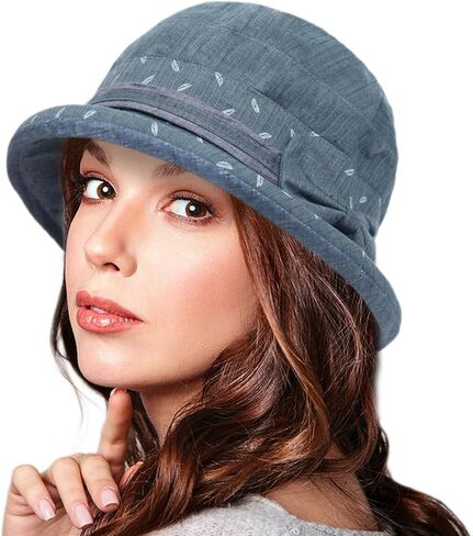 Women's Floral Wide Brim Sun Hats Cloche Bucket Hat Kentucky Derby Church Hat Ladies Bowler Sun Hat with Bowknot in Kuwait