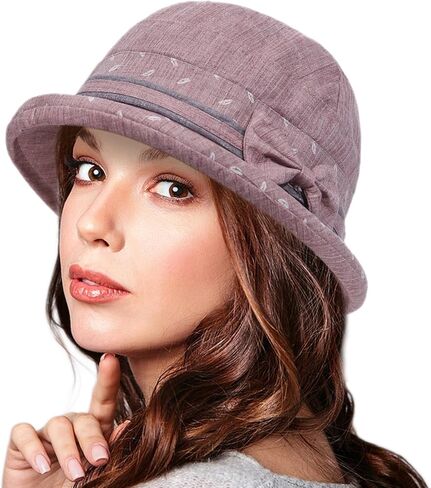 Women's Floral Wide Brim Sun Hats Cloche Bucket Hat Kentucky Derby Church Hat Ladies Bowler Sun Hat with Bowknot in Saudi Arabia
