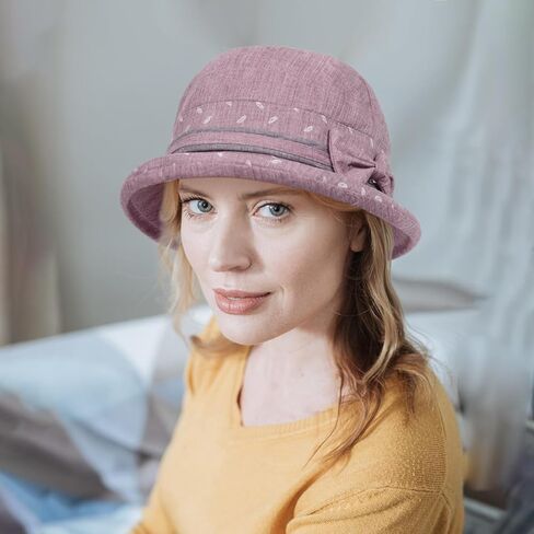 Women's Floral Wide Brim Sun Hats Cloche Bucket Hat Kentucky Derby Church Hat Ladies Bowler Sun Hat with Bowknot in Saudi Arabia