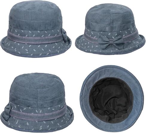 Women's Floral Wide Brim Sun Hats Cloche Bucket Hat Kentucky Derby Church Hat Ladies Bowler Sun Hat with Bowknot in Kuwait