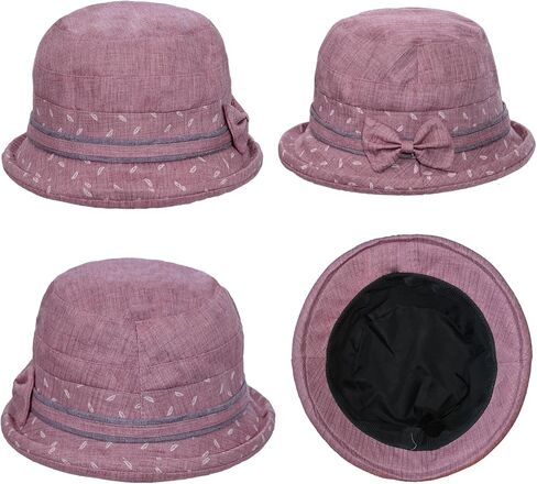Women's Floral Wide Brim Sun Hats Cloche Bucket Hat Kentucky Derby Church Hat Ladies Bowler Sun Hat with Bowknot in Saudi Arabia