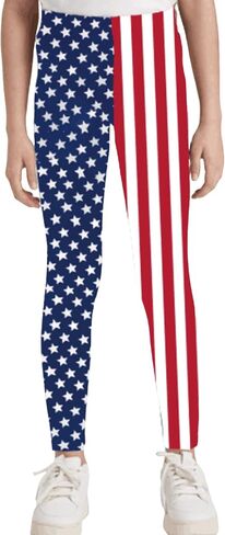 Deresagrl USA Flag Leggings for Girls American Apparel Kids Stripes Stars Print 4th of July Pants 4-14 Years in Saudi Arabia