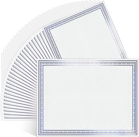 ورق شهادة من Humyoun 100 ورقة من رقائق معدنية مقاس 8.5 × 11 بوصة لطباعة شهادات جائزة فارغة قابلة للتخصيص لدبلوم التخرج والتعرف على الإنجازات التجارية (حدود رقائق فضية) in Kuwait