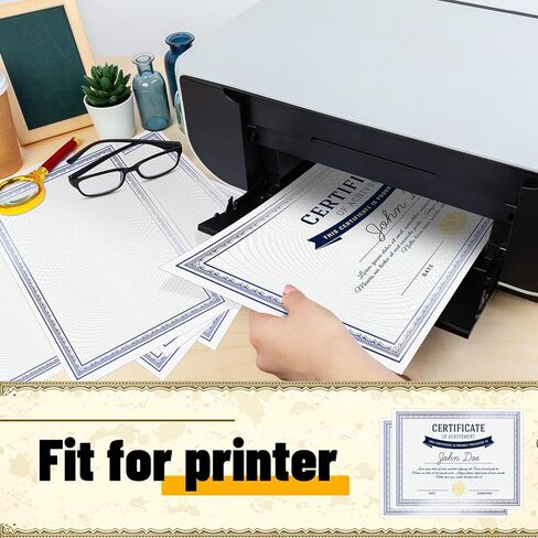 ورق شهادة من Humyoun 100 ورقة من رقائق معدنية مقاس 8.5 × 11 بوصة لطباعة شهادات جائزة فارغة قابلة للتخصيص لدبلوم التخرج والتعرف على الإنجازات التجارية (حدود رقائق فضية) in Kuwait