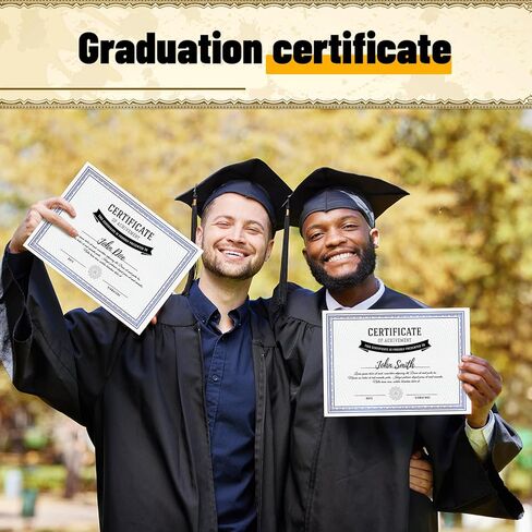 ورق شهادة من Humyoun 100 ورقة من رقائق معدنية مقاس 8.5 × 11 بوصة لطباعة شهادات جائزة فارغة قابلة للتخصيص لدبلوم التخرج والتعرف على الإنجازات التجارية (حدود رقائق فضية) in Kuwait