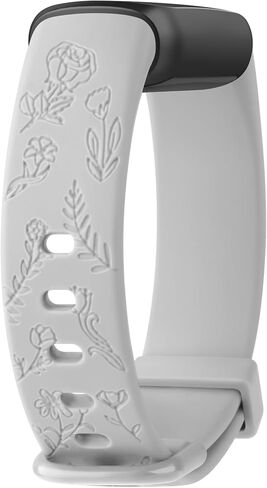 Vancle Floral Engraved Bands for Fitbit Luxe Bands, Soft Silicone Wristband Replacement Strap for Fitbit Luxe/Luxe Special Edition Fitness Tracker Women Men in Kuwait