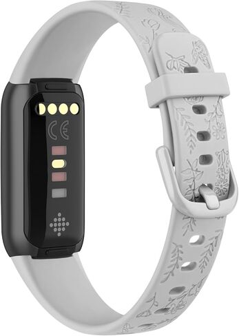 Vancle Floral Engraved Bands for Fitbit Luxe Bands, Soft Silicone Wristband Replacement Strap for Fitbit Luxe/Luxe Special Edition Fitness Tracker Women Men in Kuwait
