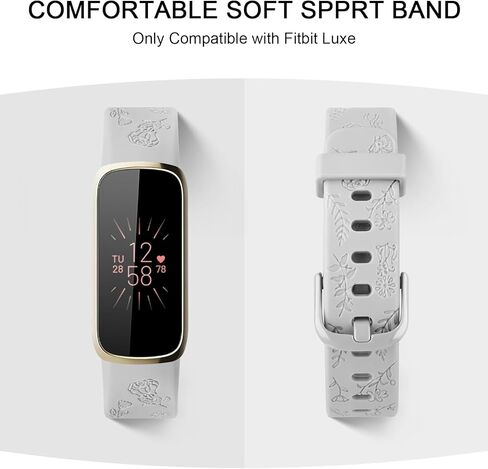 Vancle Floral Engraved Bands for Fitbit Luxe Bands, Soft Silicone Wristband Replacement Strap for Fitbit Luxe/Luxe Special Edition Fitness Tracker Women Men in Kuwait