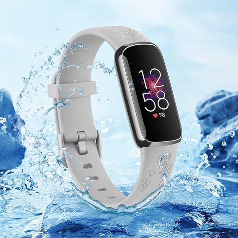 Vancle Floral Engraved Bands for Fitbit Luxe Bands, Soft Silicone Wristband Replacement Strap for Fitbit Luxe/Luxe Special Edition Fitness Tracker Women Men in Kuwait