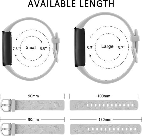 Vancle Floral Engraved Bands for Fitbit Luxe Bands, Soft Silicone Wristband Replacement Strap for Fitbit Luxe/Luxe Special Edition Fitness Tracker Women Men in Kuwait