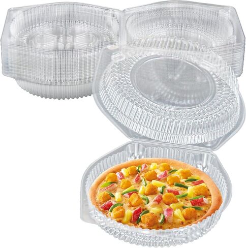 24 Pcs Plastic Disposable Pie Keeper with Hinged Locking Lids Round Pie Carrier Clamshell Takeout Food Containers for Salads Pies Fruits (6 inch) in Saudi Arabia