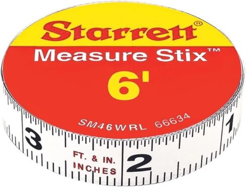 شريط قياس Starrett مع دعامة لاصقة - يمكن تركيبه على مقعد العمل، طاولة المنشار، طاولة الصياغة - 1/2 بوصة × 6 بوصات، متري إنجليزي، قراءة من اليمين إلى اليسار - SM46WRL in Kuwait