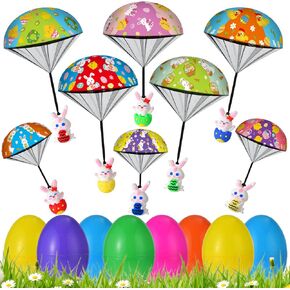 8 Pack Prefilled Easter Eggs Parachute Toys, Hand Throw Flying Toys for Kids Boys Girls Easter Egg Fillers, Easter Basket Stuffers Party Favor in Saudi Arabia