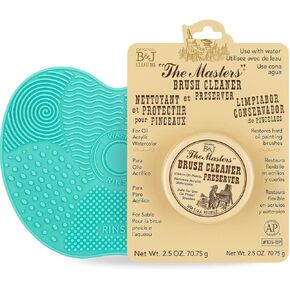 منظف ​​وحافظ الفرش من ذا ماسترز، 2.5 أونصة مع وسادة تنظيف من السيليكون، حزمة العناية بالفرشاة - تنظيف واستعادة فرش الطلاء بلطف in Kuwait