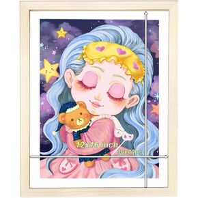 Betionol Diamond Painting Frames Set of 4, Display 12x16in/30x40cm Diamond Painting Kits or Photos, Black Natural Solid Wood Picture Frame with Acrylic Protection Glass, Back Mat And Hanging Kit in Kuwait