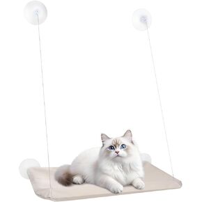 مجثم نافذة للقطط، أرجوحة معلقة للقطط للنافذة، سرير نوافذ للقطط قابل للطي مع 4 أكواب شفط، أرجوحة نوافذ للقطط داخل المجثم تحمل ما يصل إلى 44 رطلاً من الحيوانات الأليفة (كاكي، L) in Kuwait