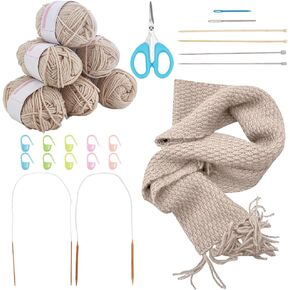 WEBEEDY Scarf Knitting Kit Complete Knitting Starter Kit for Adults, Learn to Knit Scarf Set with Yarn, Knit Needles, Detailed Video Tutorial for Beginners Crochet Supplies Craft Set in Saudi Arabia