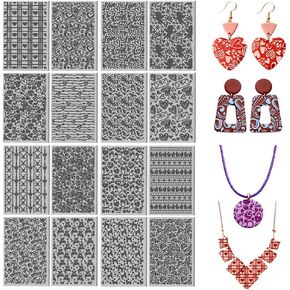 CHGCRAFT 16 Sheets 16 Styles Clay Texture Mat Heart Pattern Polymer Clay Texture Sheets Valentine's Day DIY Tools for Pottery Earring Jewelry Making Stamp Engraving Machines, 3.9x2.6inch in Saudi Arabia