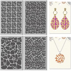 CHGCRAFT 4 Sheets Sun and Moon Divination Elements Clay Texture Mat Flowers Pattern Polymer Clay Texture Sheets DIY Tools for Pottery Earring Jewelry Making Stamp Engraving Machines, 3.9x2.6inch in Saudi Arabia