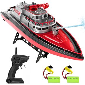 Cheerwing RC Boat, Remote Control Fireboat Firefighter for Kids, One-Key Water Spary, 2 Batteries for 40 Mins Run Time, 15KM/H High Speed Pool Toys for Boys Girls and Adult in Kuwait