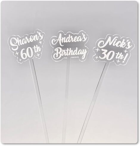 25 Personalized Birthday Drink Stirrers | Custom Birthday Swizzle Sticks | Swizzle Sticks | Party Decor | 25pc-Set Engraved Clear Acrylic in Saudi Arabia