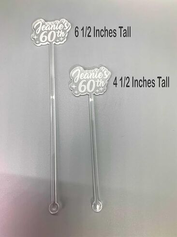 25 Personalized Birthday Drink Stirrers | Custom Birthday Swizzle Sticks | Swizzle Sticks | Party Decor | 25pc-Set Engraved Clear Acrylic in Saudi Arabia