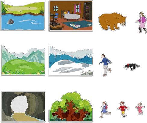 مجموعات قصص لوحة اللباد نحن نذهب في رحلة صيد الدب، قطع لوحة القصة المصنوعة من الفلانيل، نشاط تعلم رواية القصص لمرحلة ما قبل المدرسة، أداء الدعائم in Kuwait