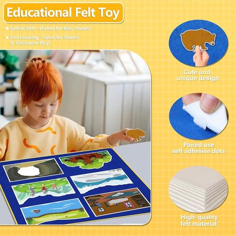 مجموعات قصص لوحة اللباد نحن نذهب في رحلة صيد الدب، قطع لوحة القصة المصنوعة من الفلانيل، نشاط تعلم رواية القصص لمرحلة ما قبل المدرسة، أداء الدعائم in Kuwait