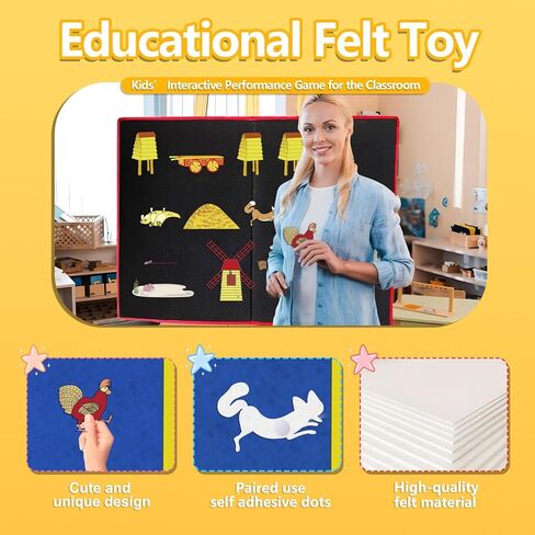 قطع لوحة القصة من اللباد من روزيز ووك، 12 قطعة من قطع اللباد، أنشطة الأطفال الصغار، رواية القصص، التعليم المبكر، تطوير الألعاب التفاعلية in Kuwait