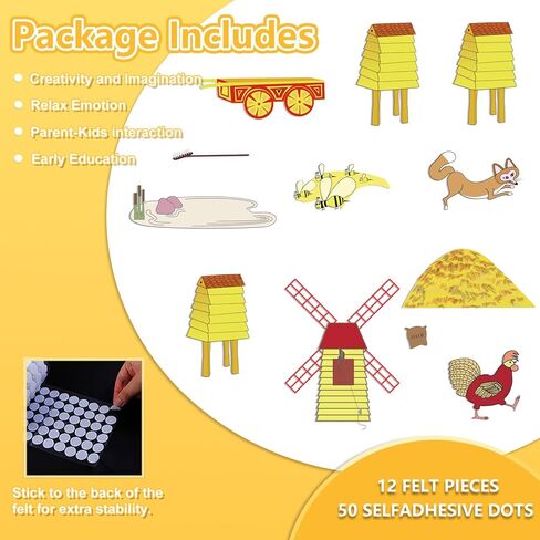 قطع لوحة القصة من اللباد من روزيز ووك، 12 قطعة من قطع اللباد، أنشطة الأطفال الصغار، رواية القصص، التعليم المبكر، تطوير الألعاب التفاعلية in Kuwait