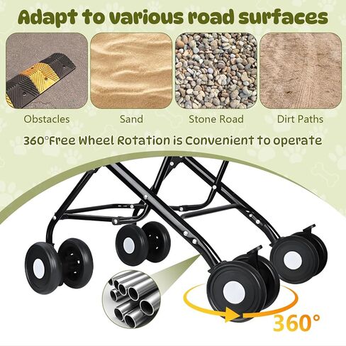 Double Pet Stroller for Dogs and Cats, One-Step Folding Dog Stroller Travel Carriage for Small Medium Dogs Cats, 2 Detachable Carrier Bags, 4 Lockable Wheels (Brown) in Saudi Arabia