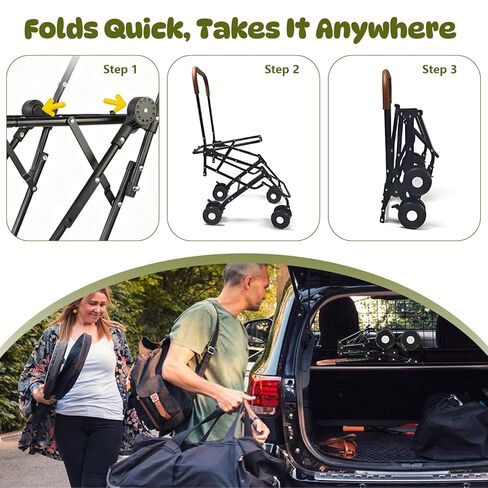 Double Pet Stroller for Dogs and Cats, One-Step Folding Dog Stroller Travel Carriage for Small Medium Dogs Cats, 2 Detachable Carrier Bags, 4 Lockable Wheels (Brown) in Saudi Arabia