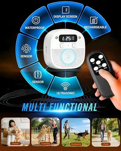 Dog Barking Control Devices, Bark Box with Remote Control, Rechargeable, Waterproof, Adjustable Modes & Frequencies, Anti Barking Device for Dogs Indoor Outdoor (White) in Kuwait
