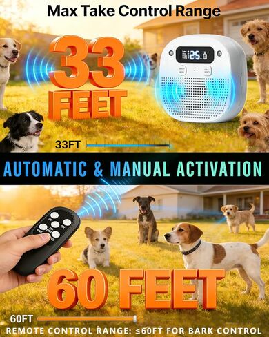 Dog Barking Control Devices, Bark Box with Remote Control, Rechargeable, Waterproof, Adjustable Modes & Frequencies, Anti Barking Device for Dogs Indoor Outdoor (White) in Kuwait