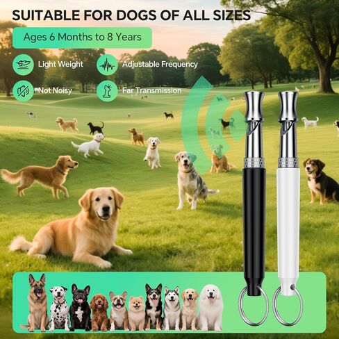Dog Whistle, 2 Pack Dog Training Whistle with Lanyard, Adjustable Ultrasonic Silent Dog Recall Whistles, Professional Dog Whistle to Stop Barking Neighbors Dog in Kuwait