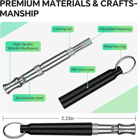 Dog Whistle, 2 Pack Dog Training Whistle with Lanyard, Adjustable Ultrasonic Silent Dog Recall Whistles, Professional Dog Whistle to Stop Barking Neighbors Dog in Kuwait