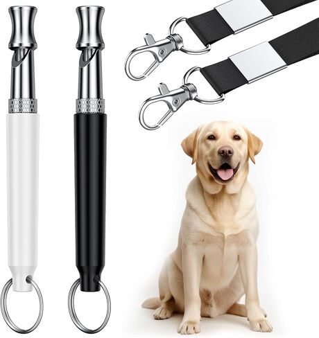 Dog Whistle, 2 Pack Dog Training Whistle with Lanyard, Adjustable Ultrasonic Silent Dog Recall Whistles, Professional Dog Whistle to Stop Barking Neighbors Dog in Kuwait