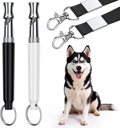 Dog Whistle, 2 Pack Dog Training Whistle with Lanyard, Adjustable Ultrasonic Silent Dog Recall Whistles, Professional Dog Whistle to Stop Barking Neighbors Dog in Kuwait