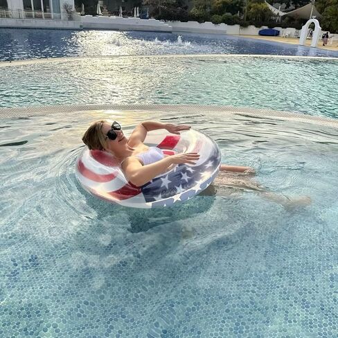 3 Pack Inflatable USA Flag Pool Floats for Kids Adults - 35.5 inch Swim Tubes Rings for Lake Pool Beach, Red White & Blue Pool Floaties Kid Teen Summer Pool Party America Flag Patriotic Toy in Saudi Arabia