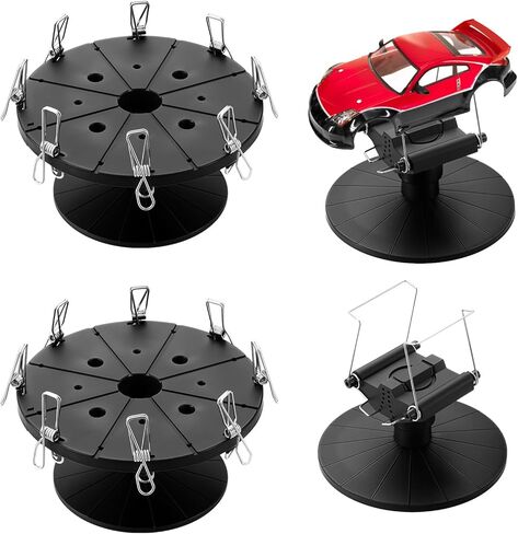 2 Sets Spray Work Painting Stands Rotating Model Painting Stand Holders with 8 Pcs Crocodile Clips Plastic Miniature Holder Base Tools for DIY Model Cars Airplanes Airbrush Hobby Parts in Saudi Arabia