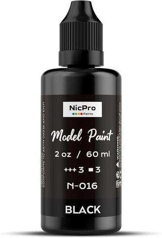 Nicpro Black Large Model Paint(2oz, 60ml), Ready to Use Modeling Acrylic Paints, Brush & Airbrush Compatible, Non-Toxic Miniature Paint for Beginners & Professionals on Models, Scale Figures, Crafts in Saudi Arabia