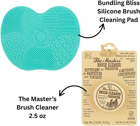 منظف ​​وحافظ الفرش من ذا ماسترز، 2.5 أونصة مع وسادة تنظيف من السيليكون، حزمة العناية بالفرشاة - تنظيف واستعادة فرش الطلاء بلطف in Kuwait