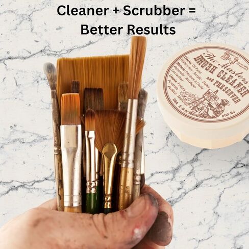 منظف ​​وحافظ الفرش من ذا ماسترز، 2.5 أونصة مع وسادة تنظيف من السيليكون، حزمة العناية بالفرشاة - تنظيف واستعادة فرش الطلاء بلطف in Kuwait