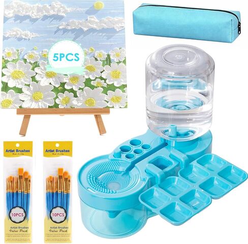 2026 Next-Gen Paint Brush Cleaner Tool [One-Press Cleaning & Leak-Proof] Complete Brush Washer Art Set with Canvas, Brushes & Pencil Case | Ideal Gift for Artists, Beginners & Students-Pink in Kuwait