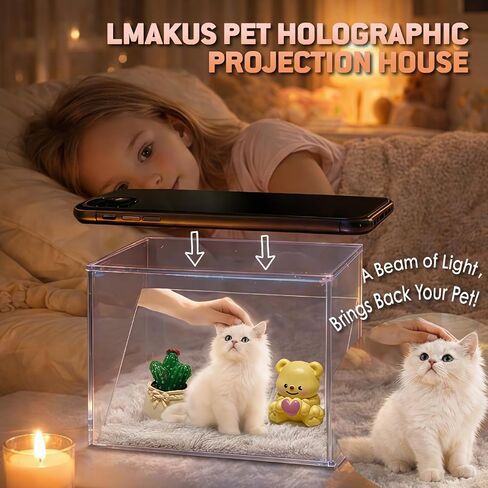 Pet Holographic Projection House, Custom Pet 3D Hologram Digital Video, Pets Cat&Dog Memorial Gifts for Loss of Dog Sympathy Gift, Personalized Dogs Remembrance Gifts for Dogs Owners in Saudi Arabia