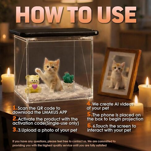 Pet Holographic Projection House, Custom Pet 3D Hologram Digital Video, Pets Cat&Dog Memorial Gifts for Loss of Dog Sympathy Gift, Personalized Dogs Remembrance Gifts for Dogs Owners in Saudi Arabia